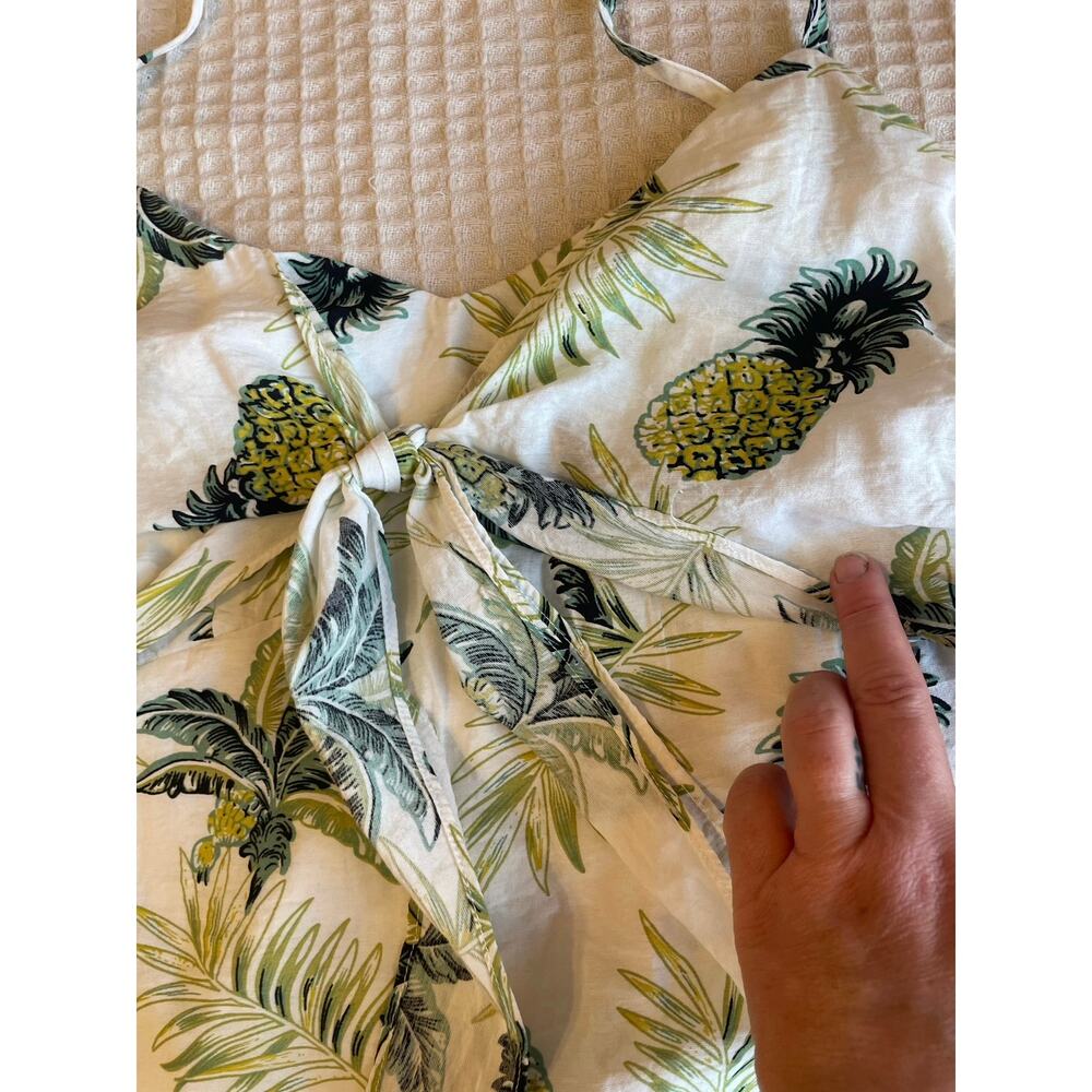 Promesa Tropical Pineapple Print Tie Front Spaghetti Strap Mini Dress Medium - Picture 13 of 15